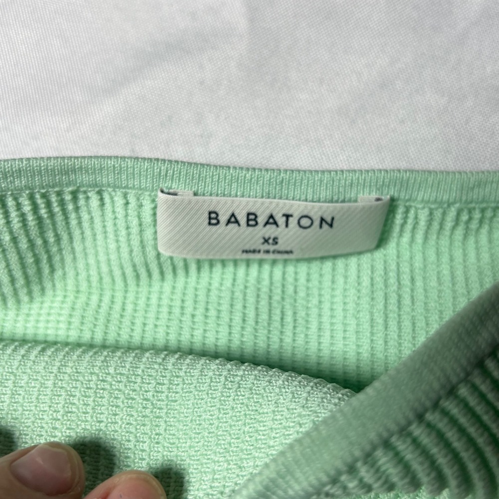 Babaton Sculpt Knit Tube Top Menthe Subtile Mint Green Ribbed Strapless XS NEW - Picture 4 of 6